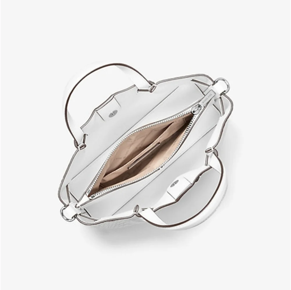 NWT MK White Carson Small Crocodile Embossed Satchel - Picture 2 of 5